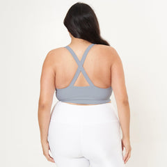 Cross Back Performance Bra Top - Dove Grey Rib Pattern - VirtuousWares:Global