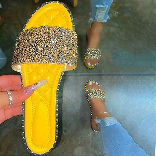 Crystal Women Slippers Bling Bling Flats Female Beach Shoes Summer - VirtuousWares:Global