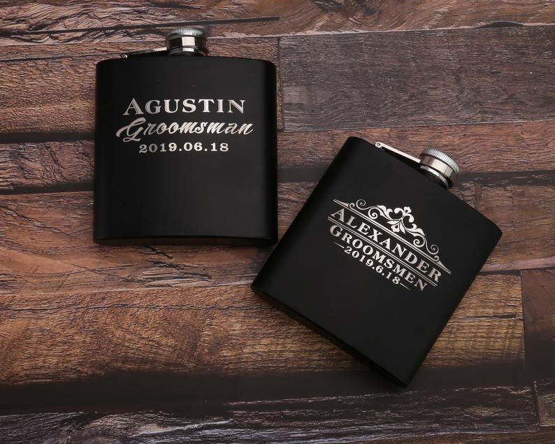 Custom Flasks for Men, Engraved Flask for Groomsmen, Best Man Wedding - VirtuousWares:Global