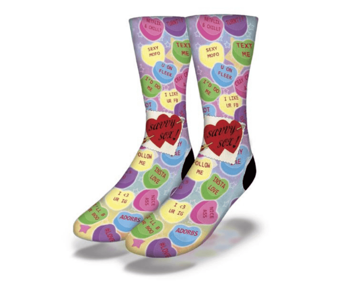 Cute Valentine's Day NSFW CANDY HEARTS Socks - VirtuousWares:Global
