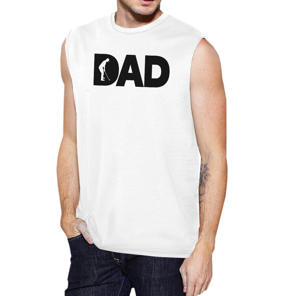 Dad Golf Mens White Funny Design Muscle Top Funny - VirtuousWares:Global
