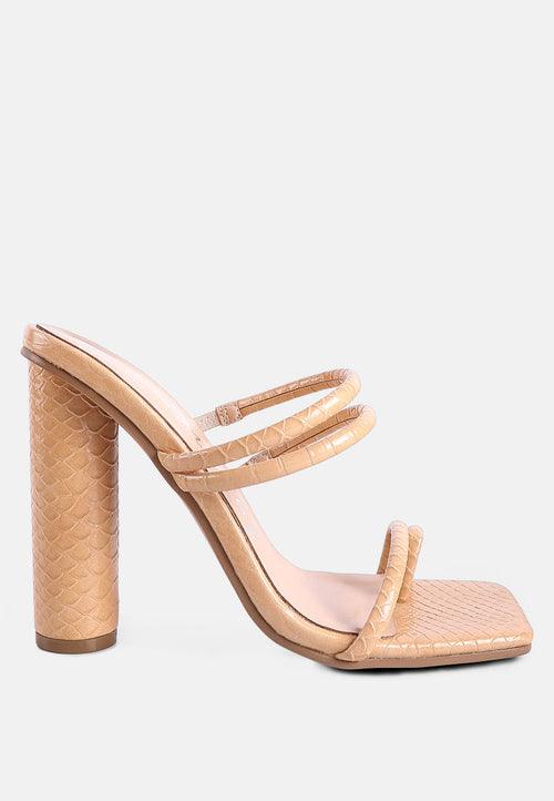 dandelion high block heeled croc sandals - VirtuousWares:Global