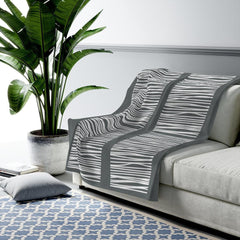 Dark Gray Abstract Lines Plush Blanket Throw - VirtuousWares:Global