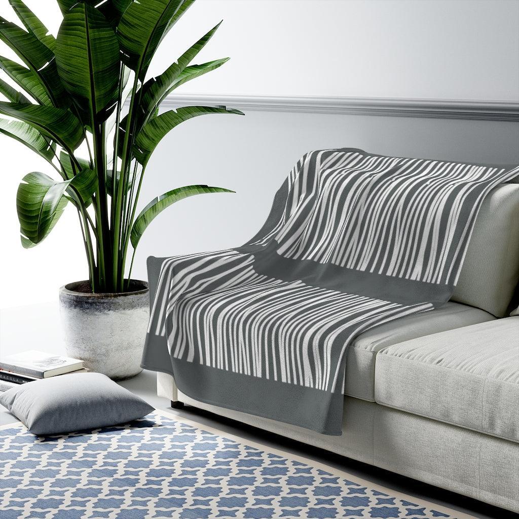 Dark Gray Abstract Lines Plush Blanket Throw - VirtuousWares:Global