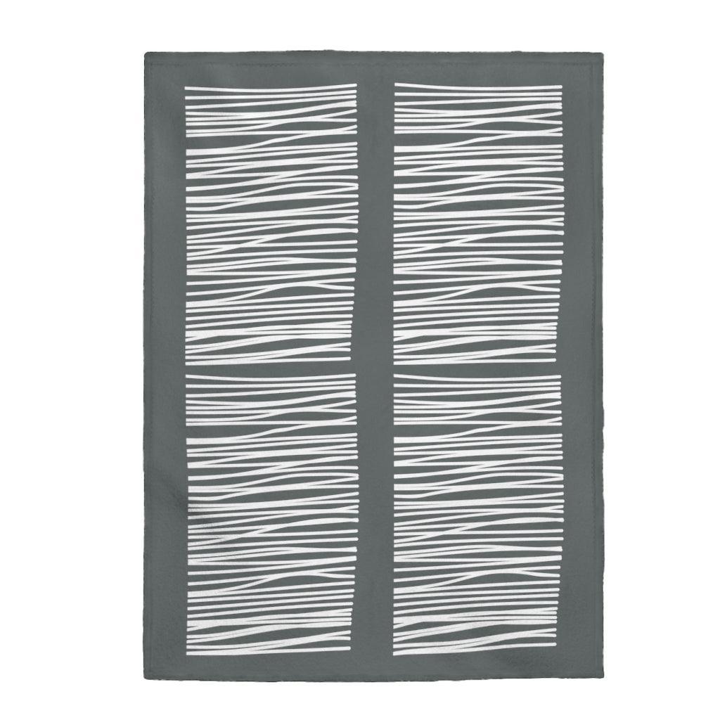 Dark Gray Abstract Lines Plush Blanket Throw - VirtuousWares:Global