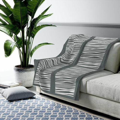 Dark Gray Abstract Lines Plush Blanket Throw - VirtuousWares:Global