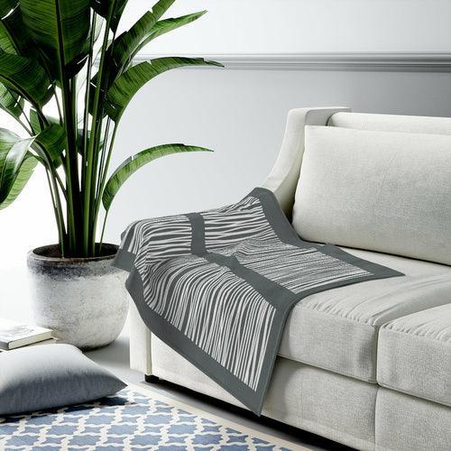 Dark Gray Abstract Lines Plush Blanket Throw - VirtuousWares:Global