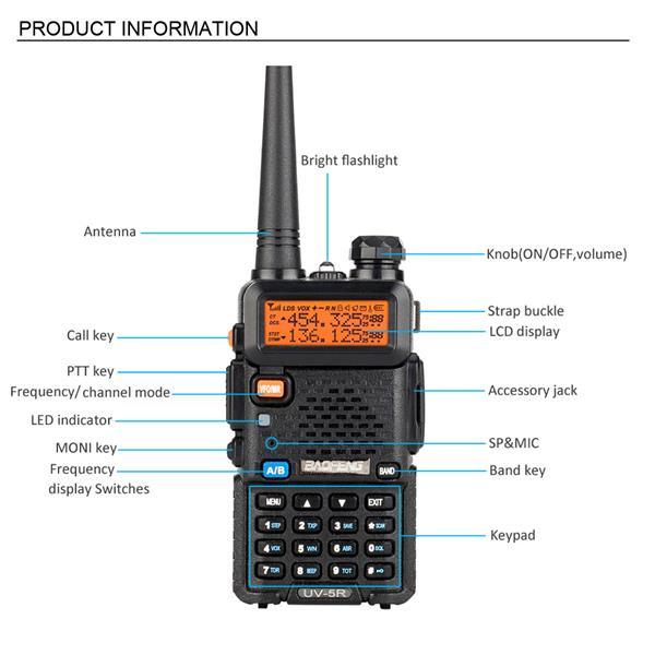 6pcs BAOFENG 1.5" LCD 136~174MHz / 400~520MHz Dual Band Walkie Talkie