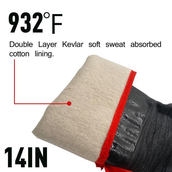 14"  Oven Gloves Smoke Resistant BBQ Grill Gloves Fire Resistant