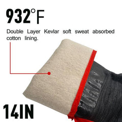 14"  Oven Gloves Smoke Resistant BBQ Grill Gloves Fire Resistant