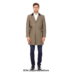 De La Creme MAN - Herringbone Design Retro Mod Coat - VirtuousWares:Global