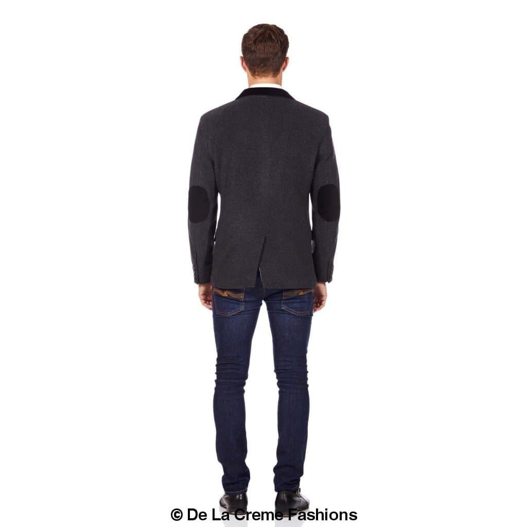 De La Creme MAN - Mens Luxury Wool Blend Jacket Velvet Trim - VirtuousWares:Global