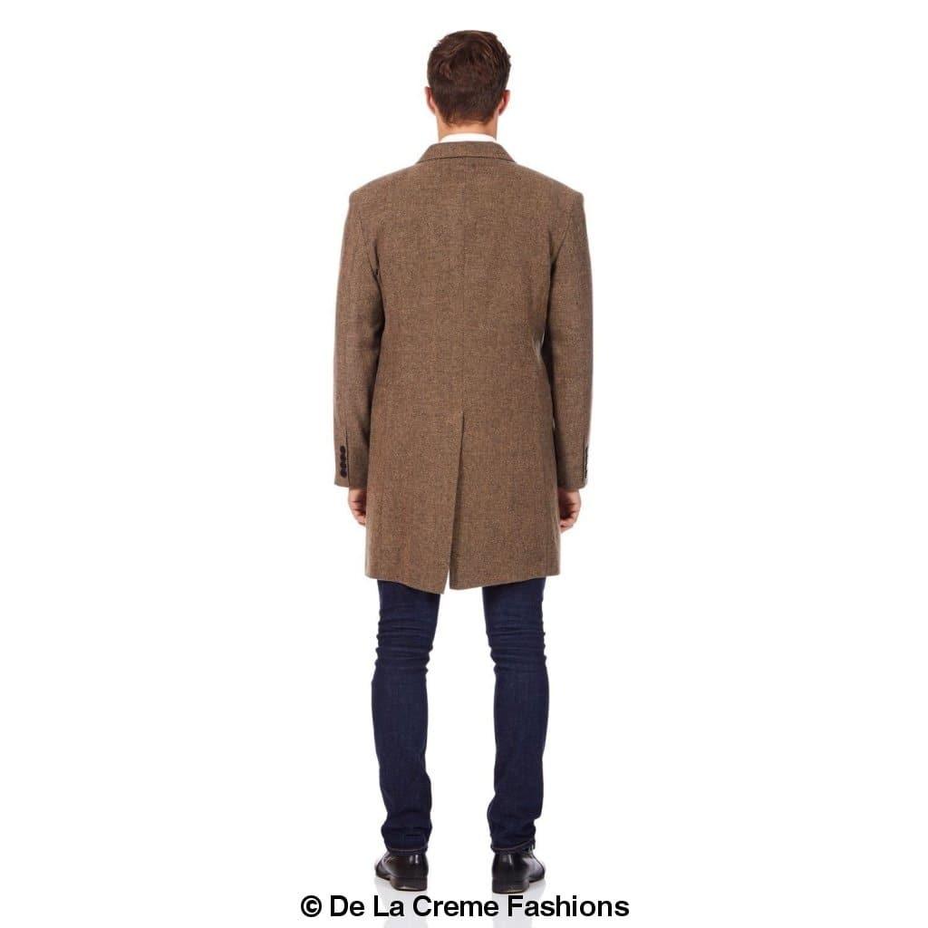 De La Creme MAN - Mens Wool Blend Herringbone Design Coat - VirtuousWares:Global