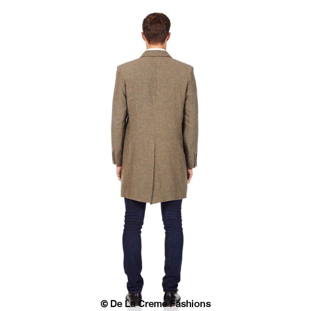 De La Creme MAN - Mens Wool Blend Herringbone Design Coat - VirtuousWares:Global