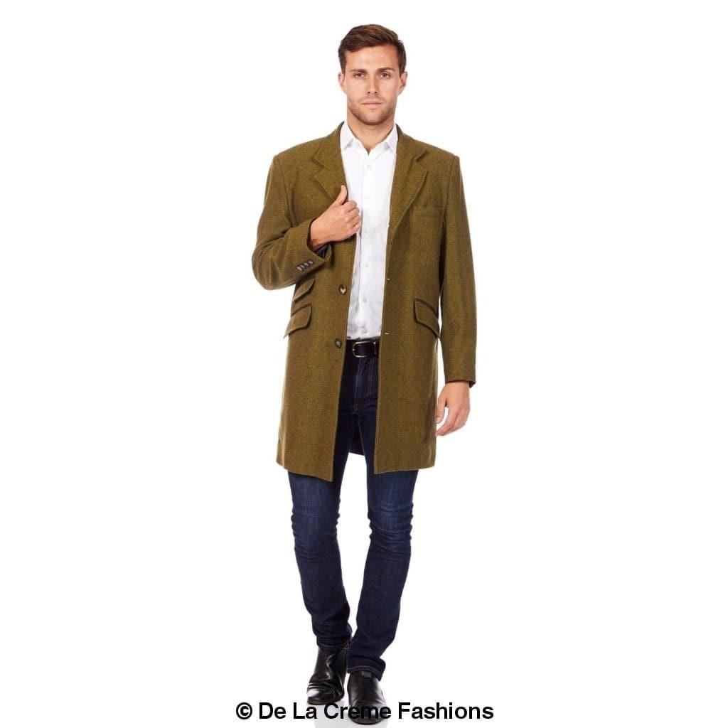 De La Creme MAN - Mens Wool Blend Herringbone Design Coat - VirtuousWares:Global