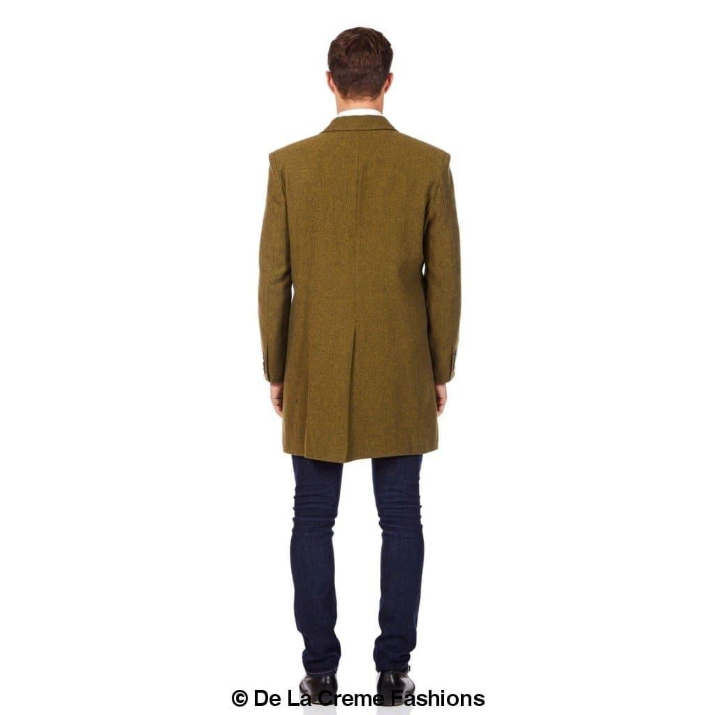 De La Creme MAN - Mens Wool Blend Herringbone Design Coat - VirtuousWares:Global