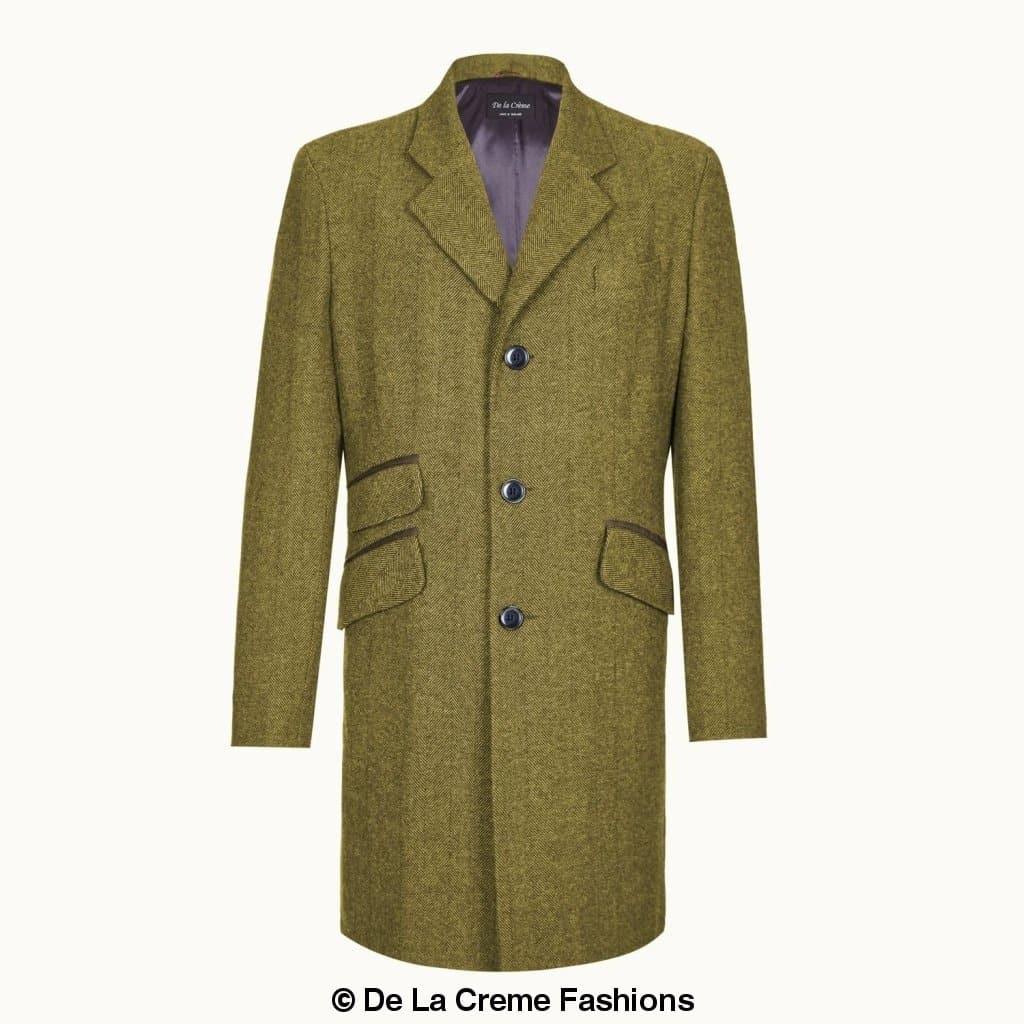 De La Creme MAN - Mens Wool Blend Herringbone Design Coat - VirtuousWares:Global