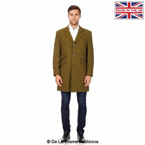 De La Creme MAN - Mens Wool Blend Herringbone Design Coat - VirtuousWares:Global