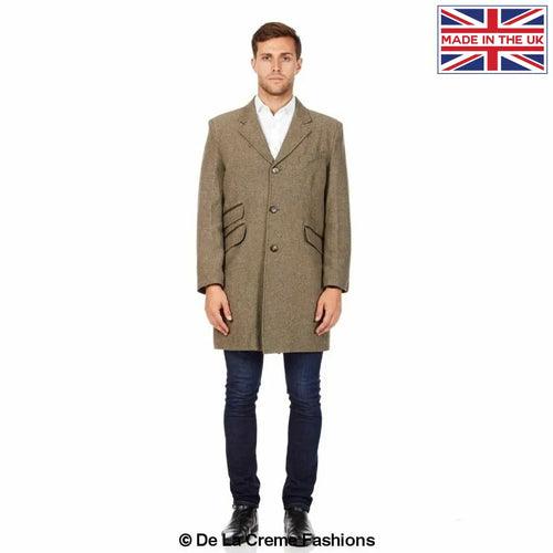 De La Creme MAN - Mens Wool Blend Herringbone Design Coat - VirtuousWares:Global