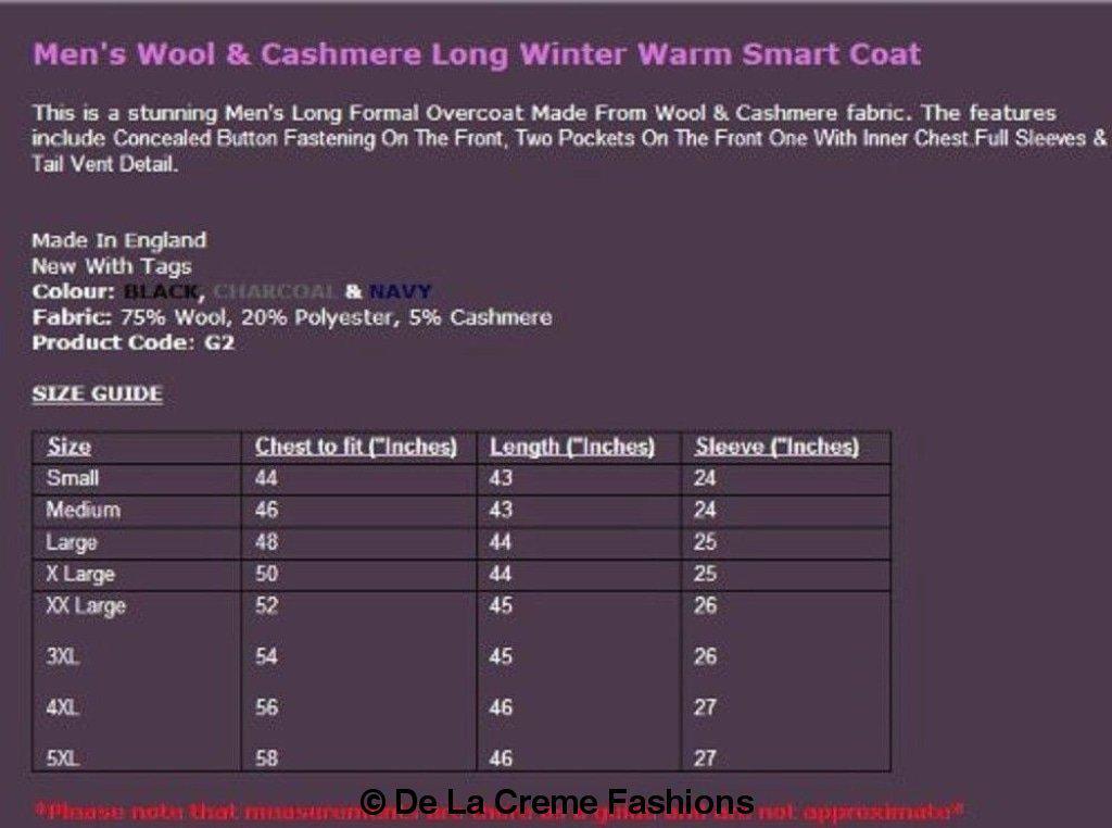 De La Creme MAN - Wool & Cashmere Long Formal Overcoat - VirtuousWares:Global