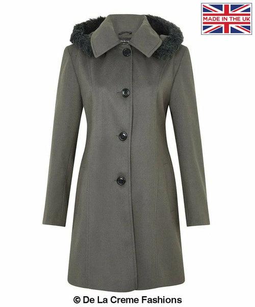 De La Creme - Women's Faux Fur Trim Hooded Coat - VirtuousWares:Global