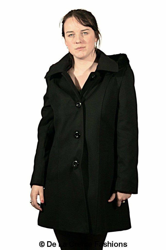 De La Creme - Women's Faux Fur Trim Hooded Coat - VirtuousWares:Global