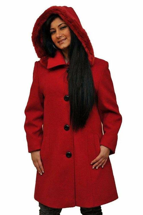 De La Creme - Women's Faux Fur Trim Hooded Coat - VirtuousWares:Global