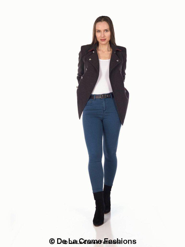 De La Creme Womens Military Style Pea Coat - VirtuousWares:Global