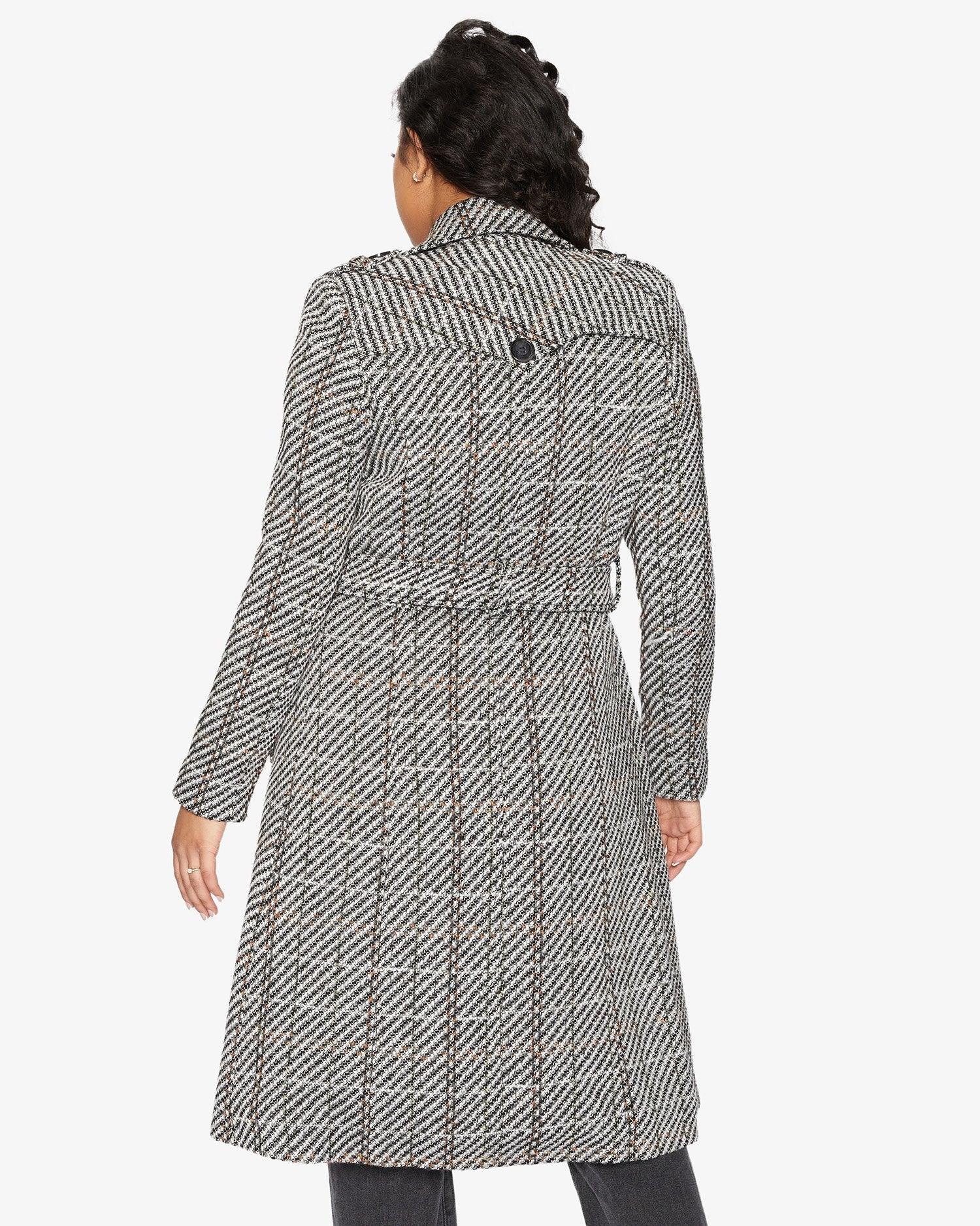 De La Creme Womens Wool Blend Check Military Duster Coat - VirtuousWares:Global