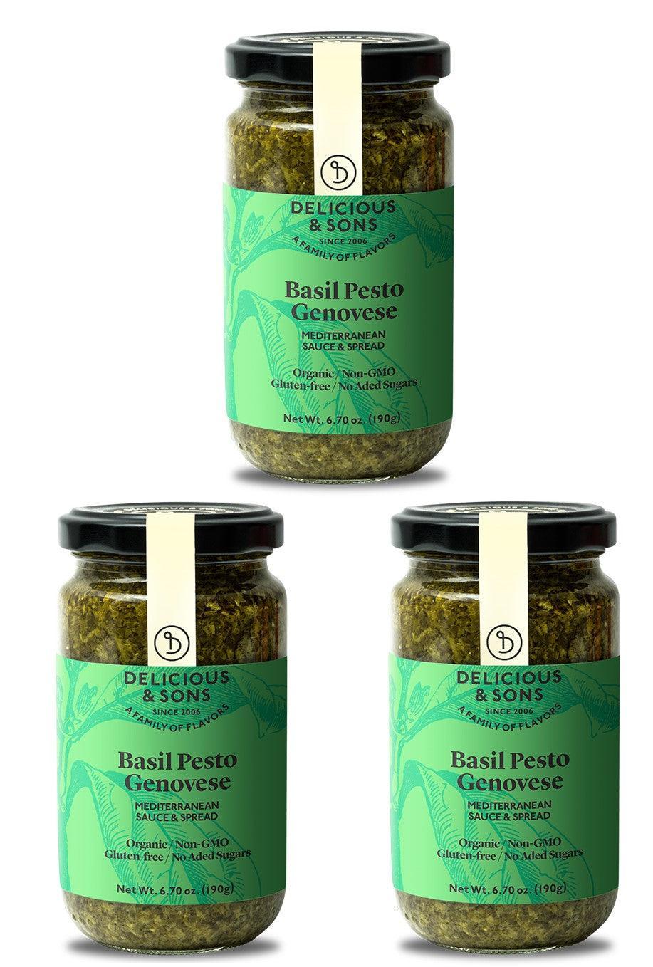 Delicious & Sons Organic Basil Pesto Genovese 6.70 oz (Pack of 3) - VirtuousWares:Global