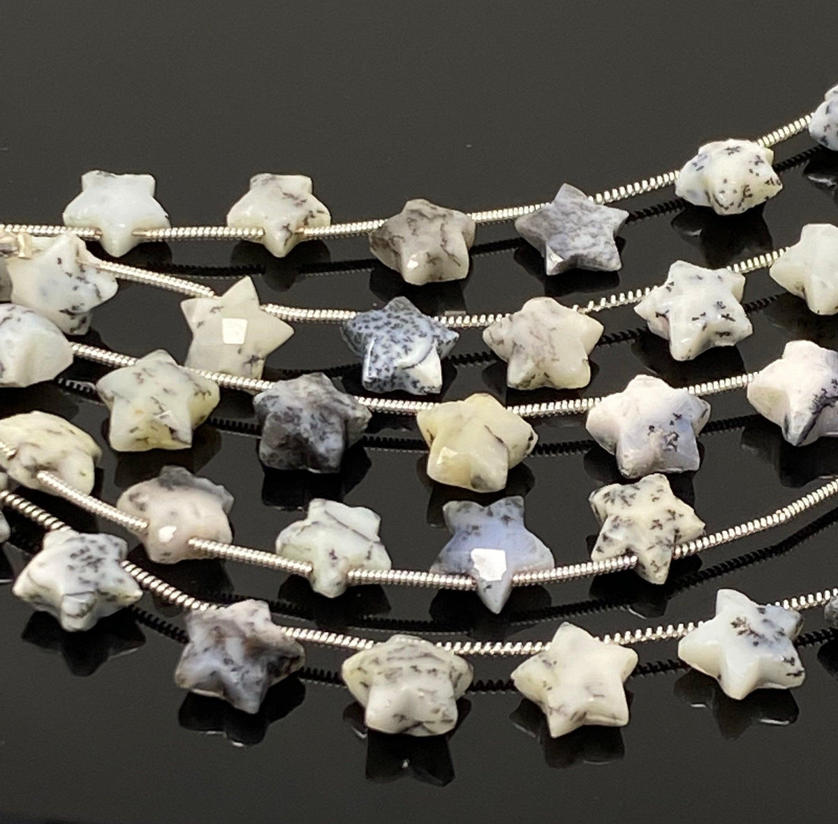 Dendrite Opal Gemstone Beads, Dendritic Opal Star Beads, Bulk - VirtuousWares:Global