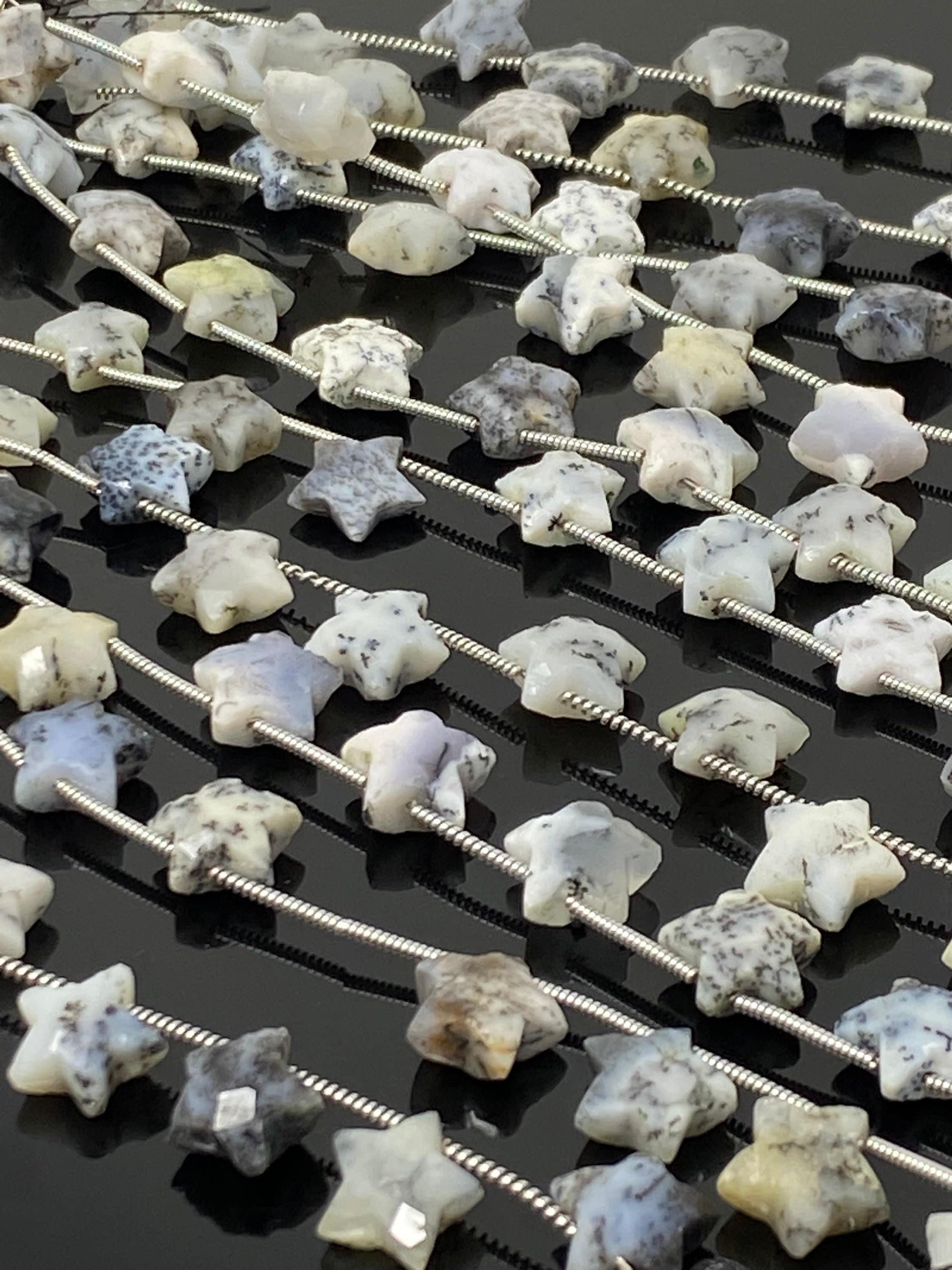 Dendrite Opal Gemstone Beads, Dendritic Opal Star Beads, Bulk - VirtuousWares:Global