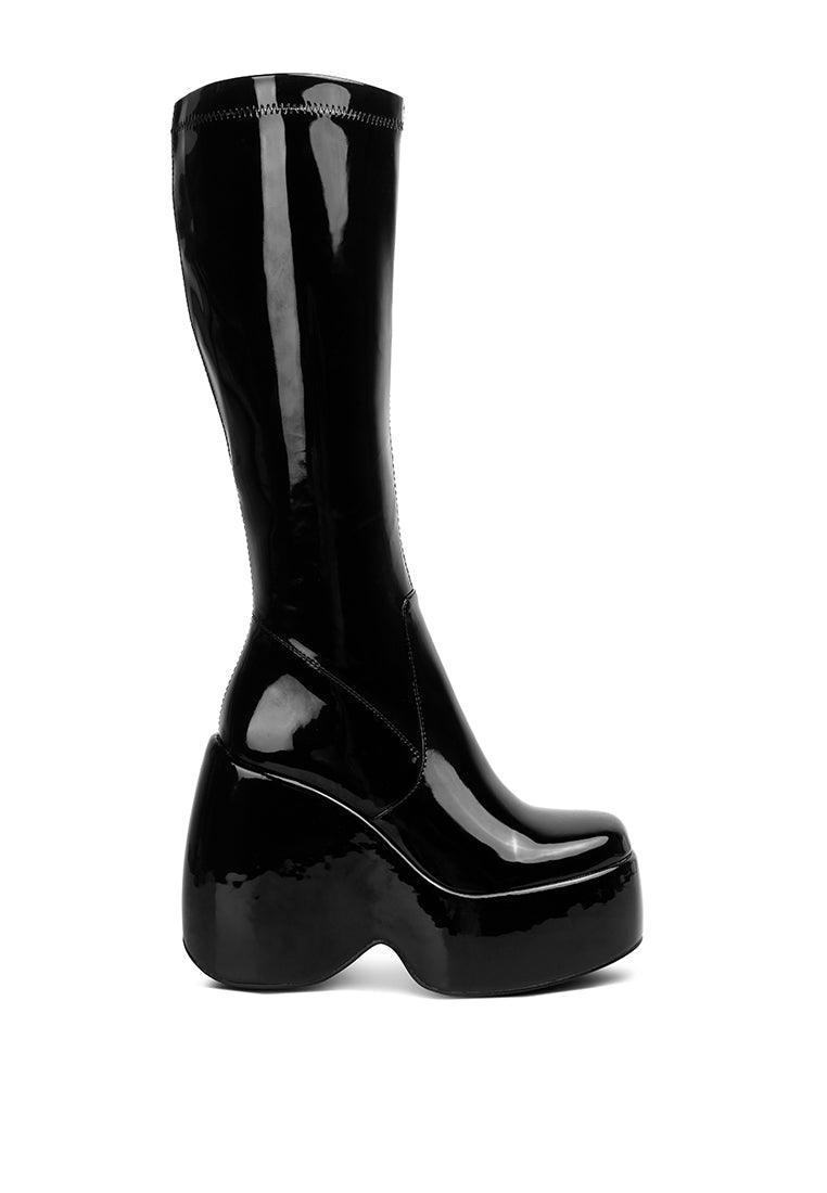 Dirty Dance Patent High Platform Wedge Heel Boots For Women - VirtuousWares:Global