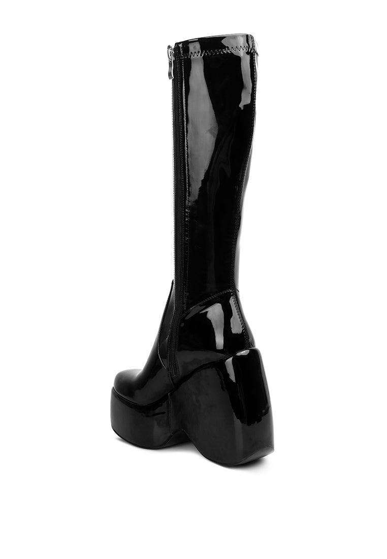 Dirty Dance Patent High Platform Wedge Heel Boots For Women - VirtuousWares:Global