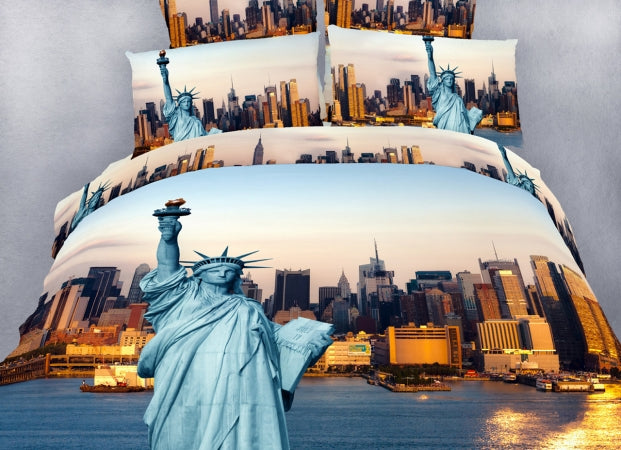 Dolce Mela DM492Q NYC City Themed Queen Size Bedding Duvet Cover Set - VirtuousWares:Global