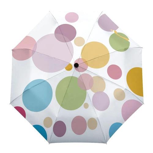 Dot Red Beige Fully-automatic Rain Umbrella Outdoor Foldable Sun - VirtuousWares:Global