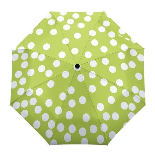 Dot Red Beige Fully-automatic Rain Umbrella Outdoor Foldable Sun - VirtuousWares:Global