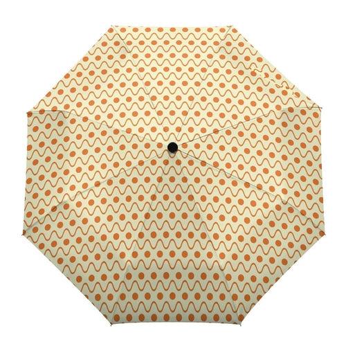 Dot Red Beige Fully-automatic Rain Umbrella Outdoor Foldable Sun - VirtuousWares:Global