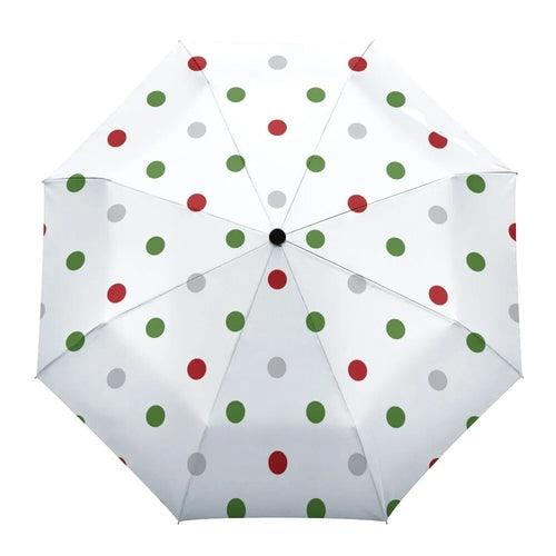 Dot Red Beige Fully-automatic Rain Umbrella Outdoor Foldable Sun - VirtuousWares:Global