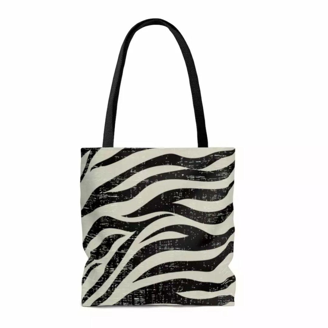 Double Sided Zebra Print Beach Shopper Tote Bag Medium - VirtuousWares:Global