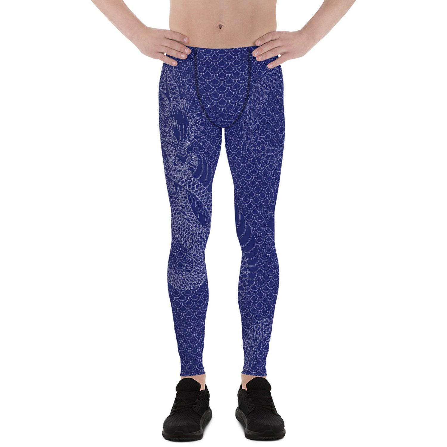 Dragon Leggings for Men Navy Blue - VirtuousWares:Global