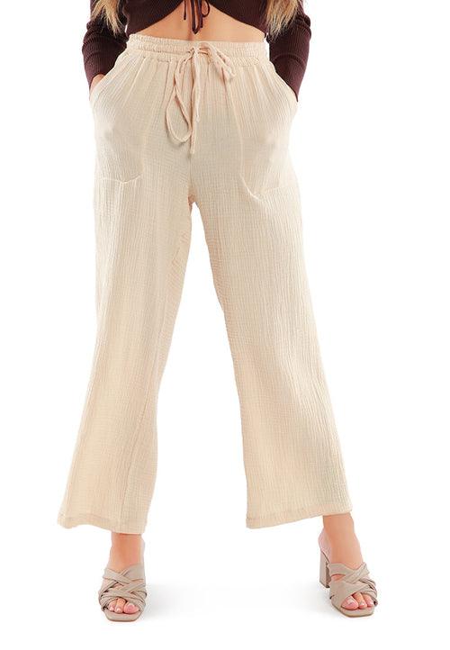 drawstring casual lounge wide pants - VirtuousWares:Global