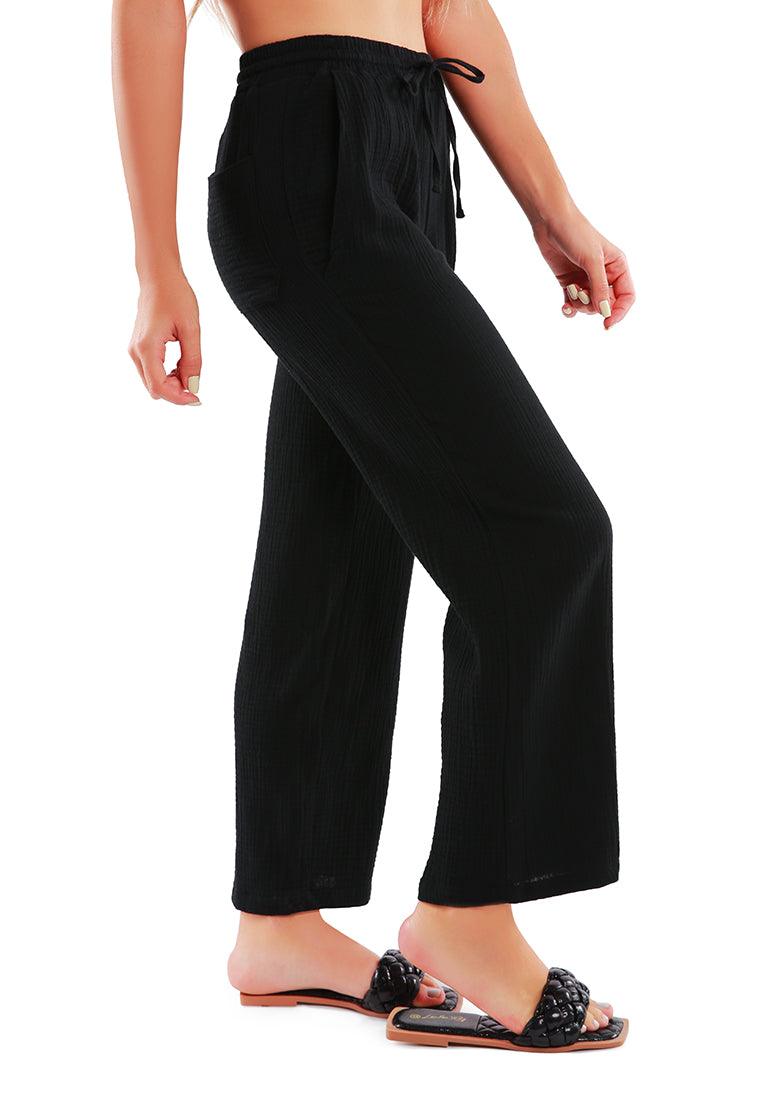 drawstring casual lounge wide pants - VirtuousWares:Global