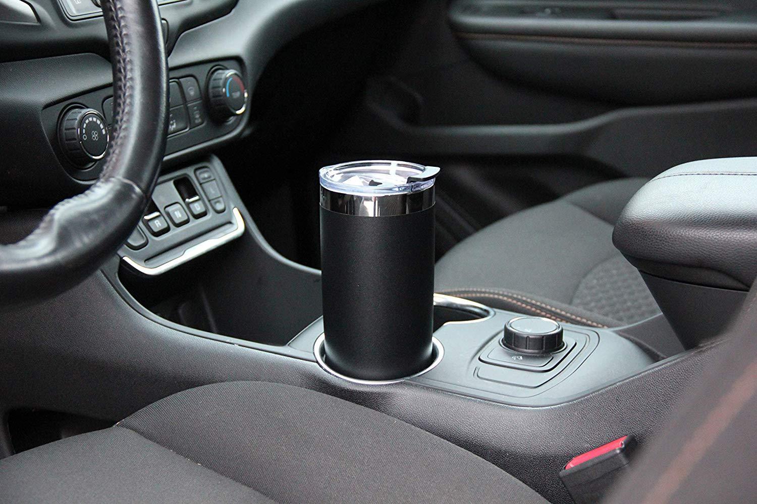 DRINCO® 20oz Insulated Tumbler w/Spill Proof Lid, 2 Straws(Black) - VirtuousWares:Global