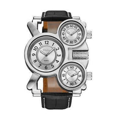 Dual Movement Men's Watch With Leather Strap - VirtuousWares:Global