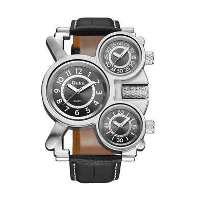 Dual Movement Men's Watch With Leather Strap - VirtuousWares:Global