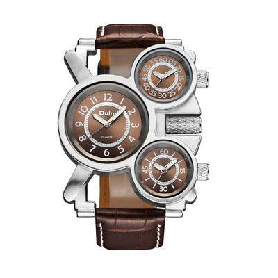 Dual Movement Men's Watch With Leather Strap - VirtuousWares:Global