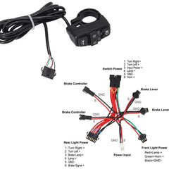 Ebike Turn Signal Rear Light Brake Include 48V 36V E-Bike Headlight with Switch DK336 For Electric Bike and Scooter Lamp - VirtuousWares:Global
