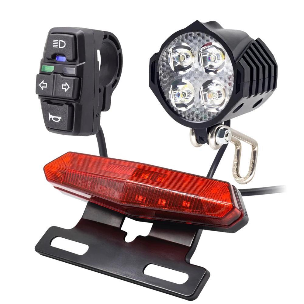 Ebike Turn Signal Rear Light Brake Include 48V 36V E-Bike Headlight with Switch DK336 For Electric Bike and Scooter Lamp - VirtuousWares:Global