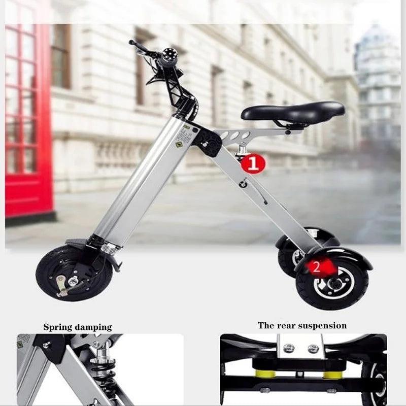Electric Bicycle Simple Shape Mini E-Bike Three-Wheel Folding For Adult SINGLE Intelligent Bike 24V 300w Aluminum Alloy - VirtuousWares:Global